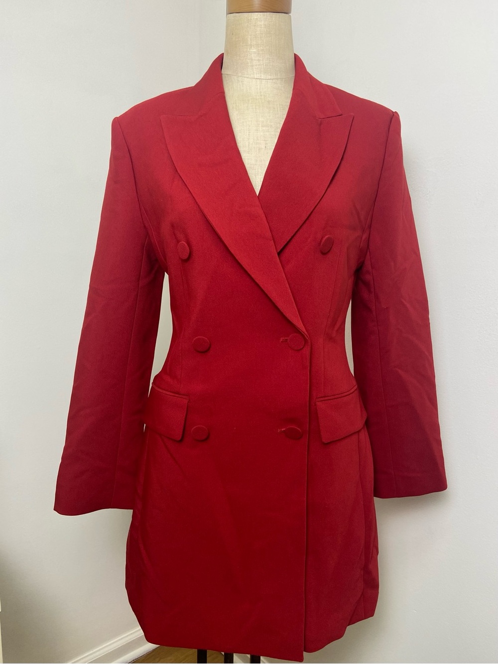 Classic Double-Breasted Red Women's Blazer Dress